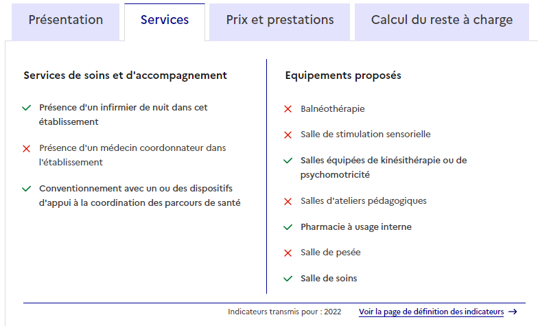 Image illustrative de l'onglet service d'une fiche EHPAD